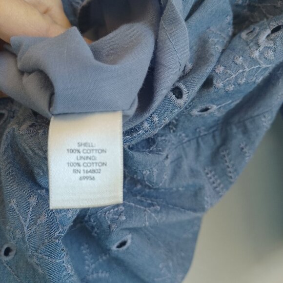 CJ Banks Top Blue Cotton Eyelet Lace Popover Womens 1X - Picture 7 of 13